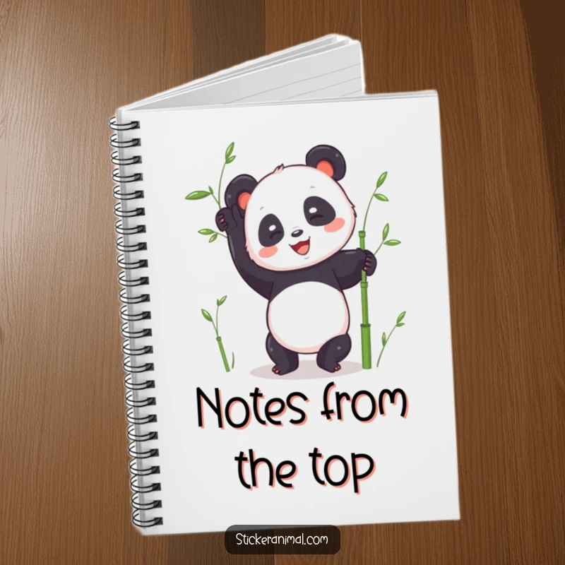 Funny panda handstand notebook with a joyful panda character in a handstand pose, bamboo stalks nearby, perfect for your notes.