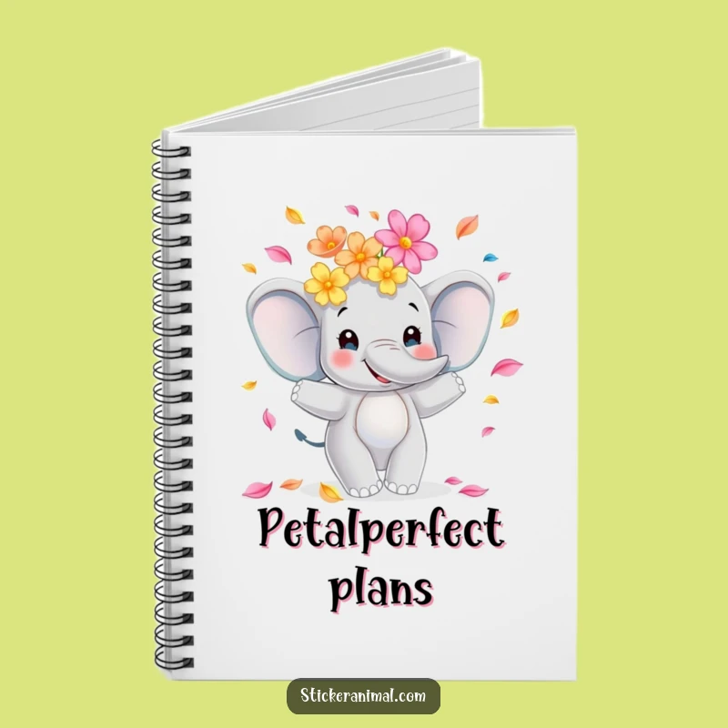 Funny Elephant Juggling Flowers Notebook, Jot Down Ideas with Joyful Flair