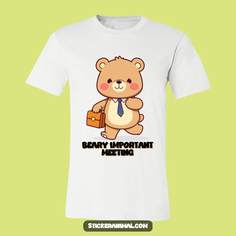 Funny Bear Business T-Shirt: Confident Strut Tee for Motivational Humor