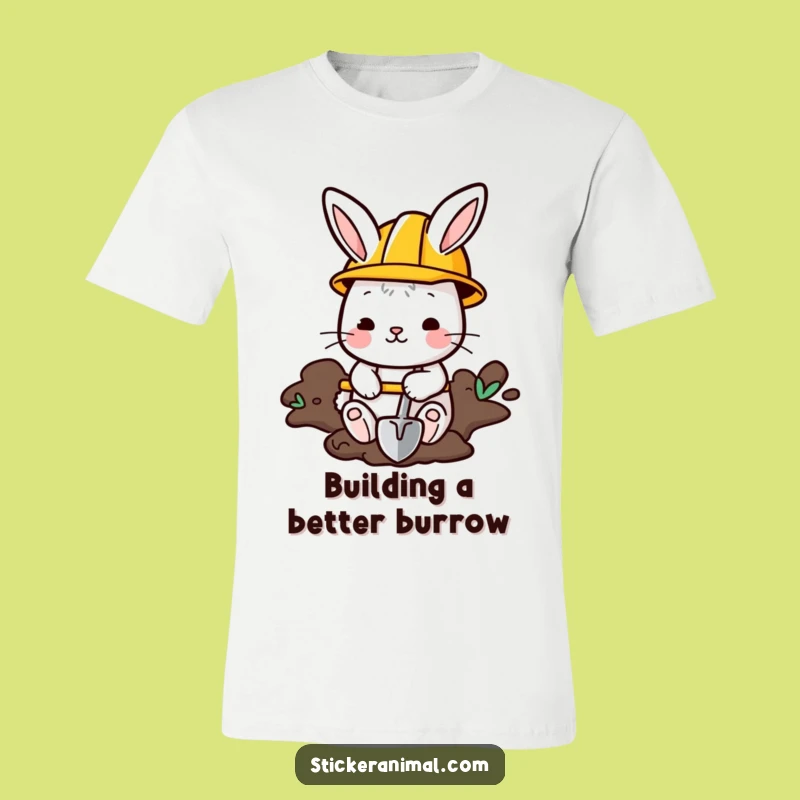 Funny Bunny Crew T-Shirt: Digging Critter Construction, Great Funny Gift for Builders