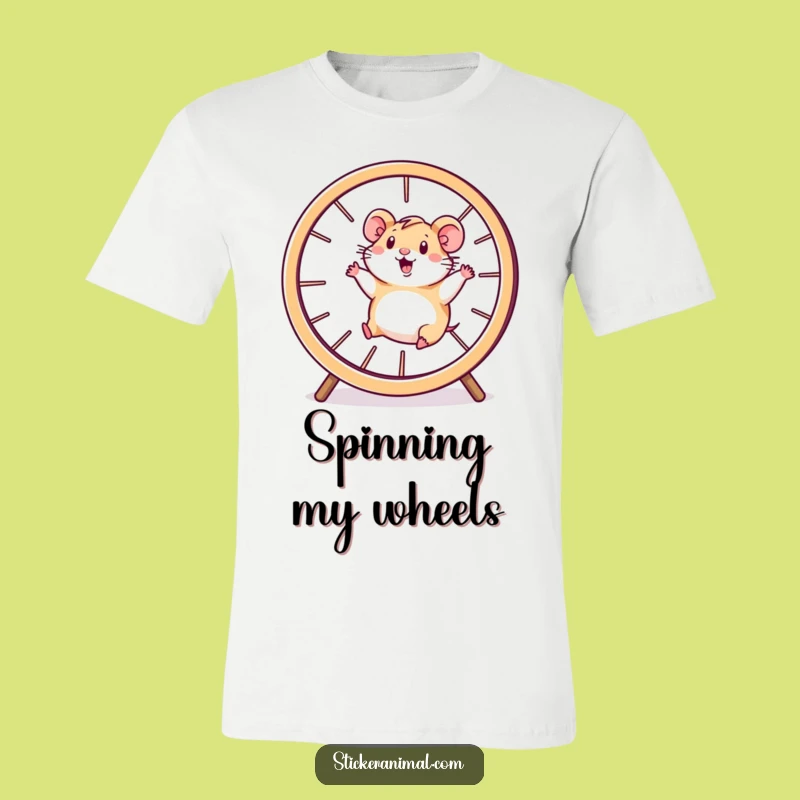 Funny Hamster Wheel Tee: Energetic Running Character Shirt Gift