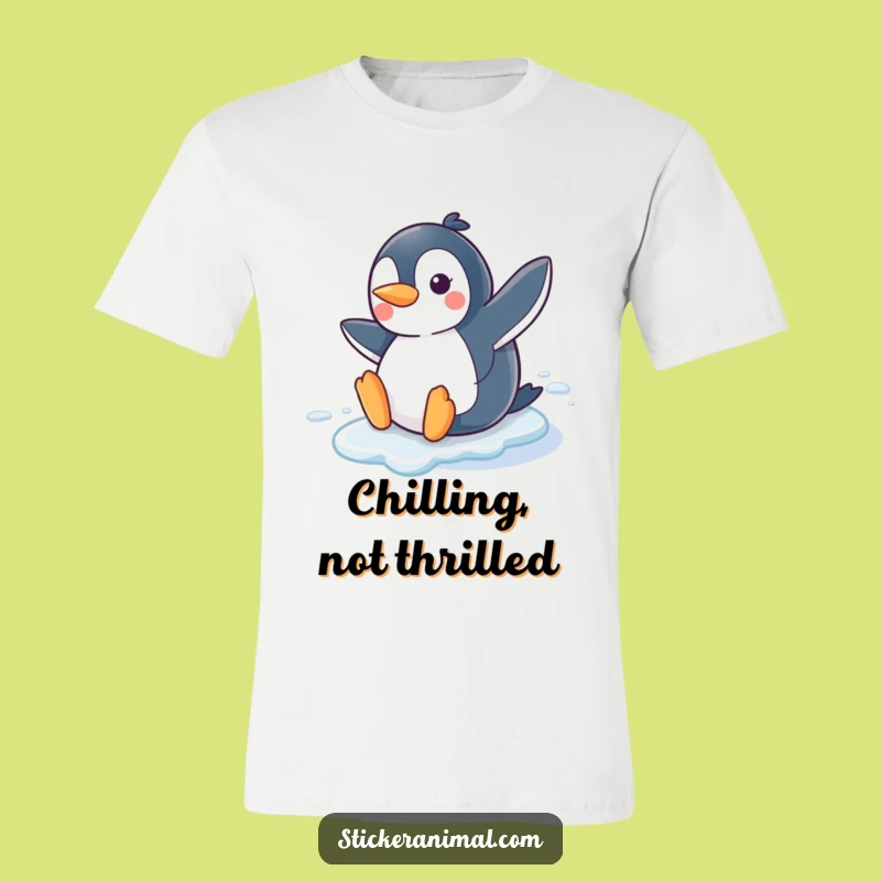 Funny Penguin Slide T-Shirt: Chilly Fun, Perfect Casual Winter Gift