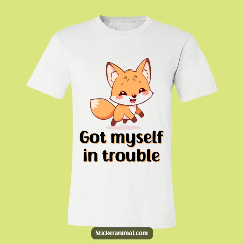 Funny Fox Tail Chase T-Shirt: Grinning Character, Perfect Playful Gift