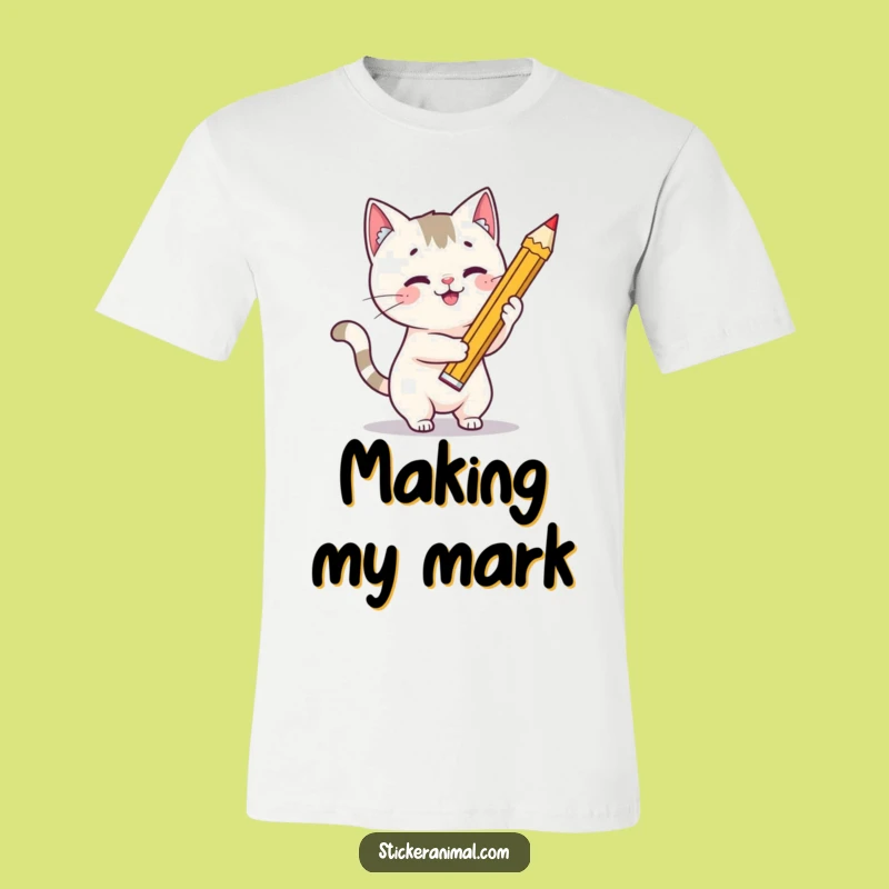 Funny Cat Artist T-Shirt: Playful Feline Draws Star, Creative Graphic Tee
