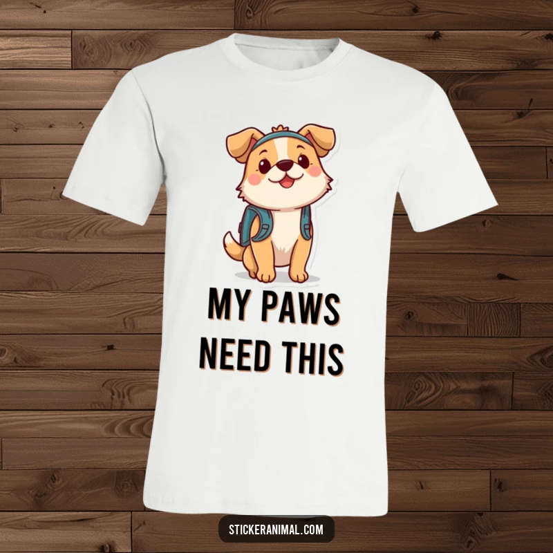 Funny bouncing dog wearing a small backpack, looking excited for a grand adventure. Ideal for hikers and dog moms.