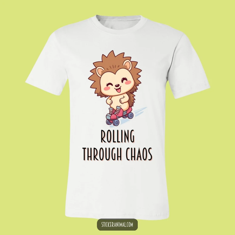 Funny Hedgehog Roller Skater T-Shirt: Zipping By in Style, Your New Favorite Tee!