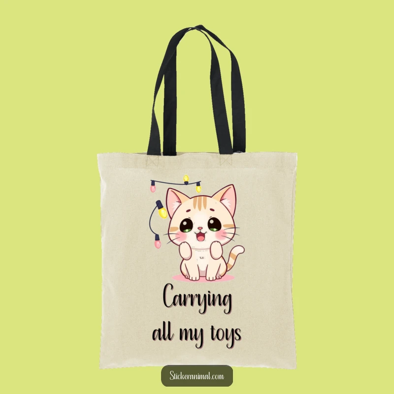 Funny Cat Lights Tote Bag: Surprised Kitty Charm, Your New Favorite Funny Gift!