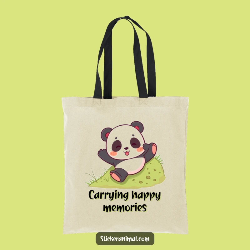 Funny Panda Tumble Tote Bag: Playful Bear Rolling, Carry Your Fun