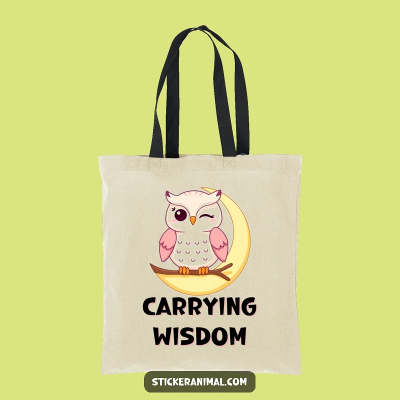 Funny Winking Owl Tote Bag - Carry Your Laughs Under the Moon