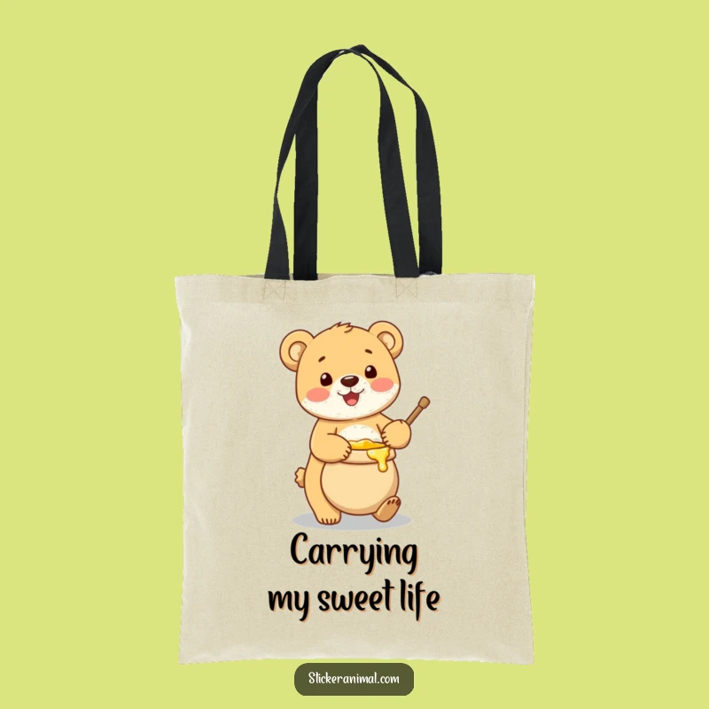 Funny Bear Cub Honey Pot Tote Bag: Carry your Sweetness and Smiles Anywhere