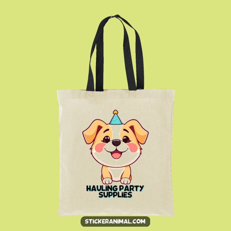 Funny Dog Party Hat Tote Bag: Happy Pup Style, Your New Favorite Funny Gift!