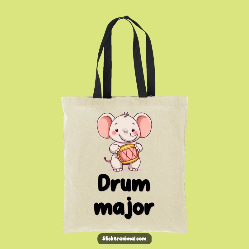 Funny Elephant Drummer Tote Bag: Carry Your Tunes with This Cheerful Character