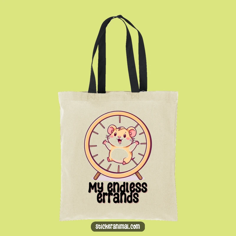 Funny Hamster Wheel Tote Bag: Energetic Character Accessory Gift
