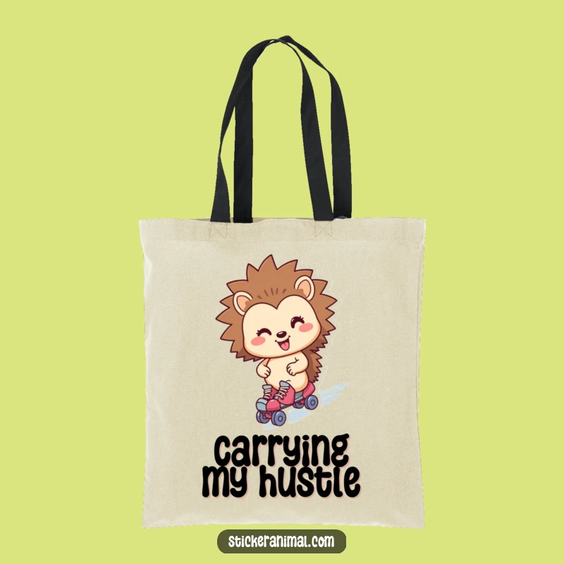 Funny Hedgehog Roller Skater Tote Bag: Carry Your Laughs, Perfect Shopping Buddy!