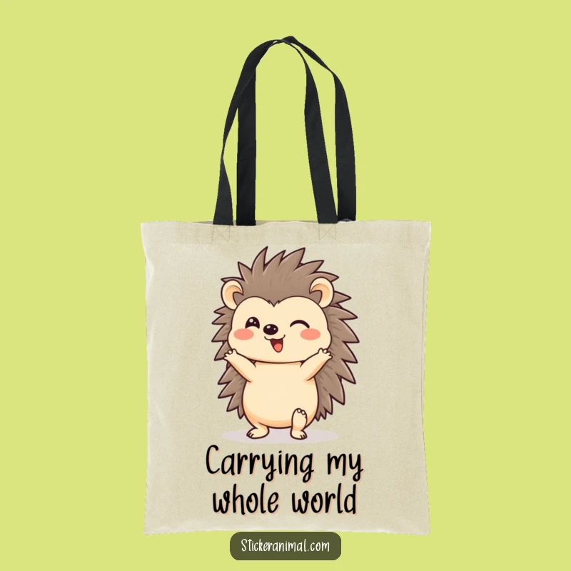 Funny Hedgehog Tote Bag: Cheerful Headstand Design for Everyday Fun, Perfect Funny Gift!