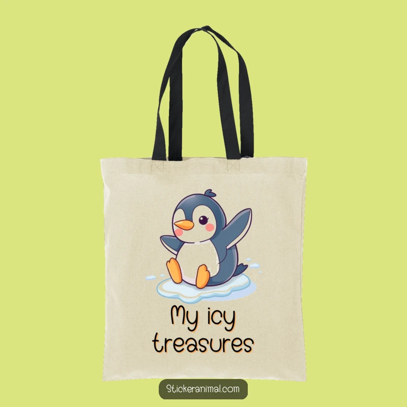 Funny Penguin Slide Tote Bag: Winter Style, Perfect Accessory Gift