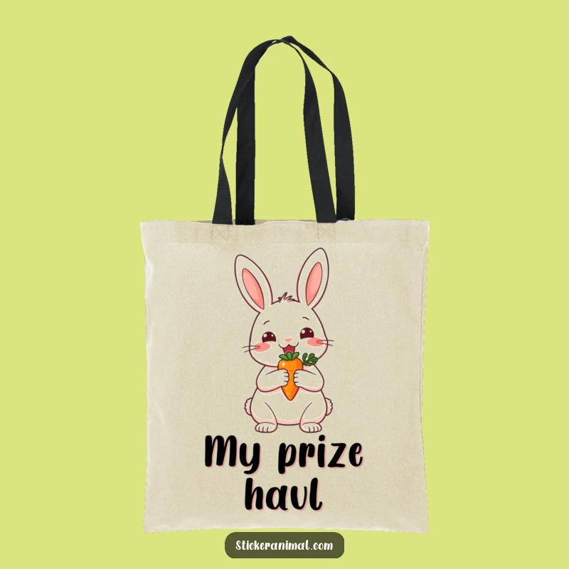Funny Cheerful Rabbit Trophy Tote Bag - Carry Your Wins in Style, Perfect Funny Gift!
