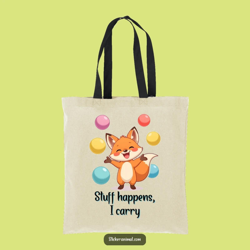 Funny Fox Juggling Tote Bag - Carry Your Fun - Adorable Funny Gift!